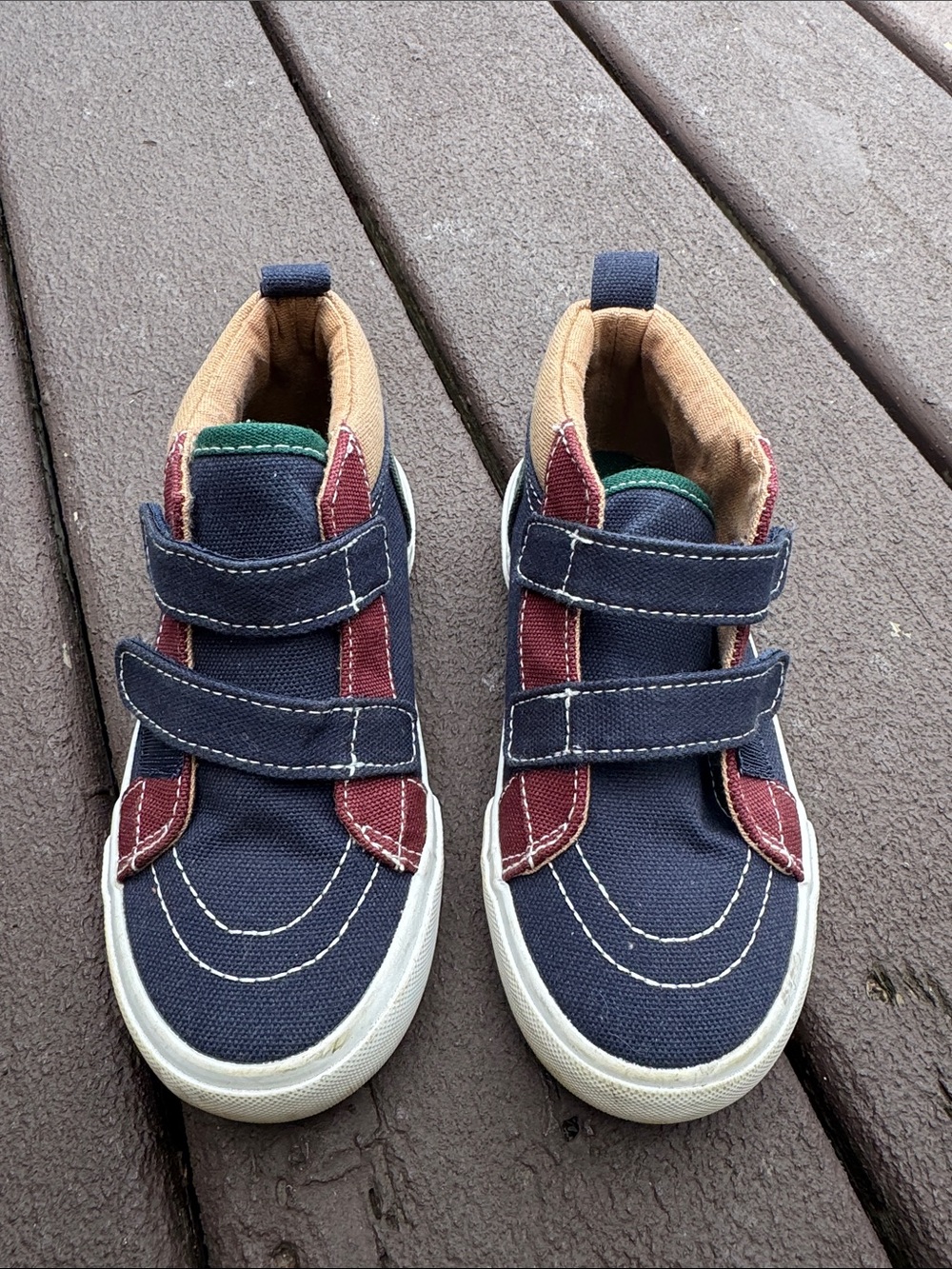 Old Navy Navy Canvas Kids Sneakers with Red and Tan Accents